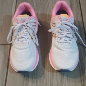 Silver and Pink Athletic Shoes